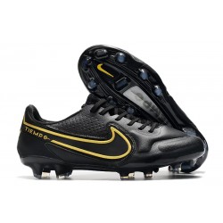 Crampon Nike Tiempo Legend 9 Elite FG Noir Gris Foncé Métallique Anthracite