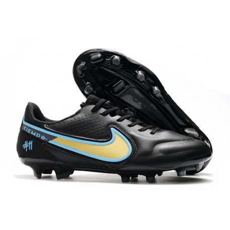 Crampon Nike Tiempo Legend 9 Elite FG Noir Bleu Or