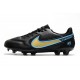 Crampon Nike Tiempo Legend 9 Elite FG Noir Bleu Or