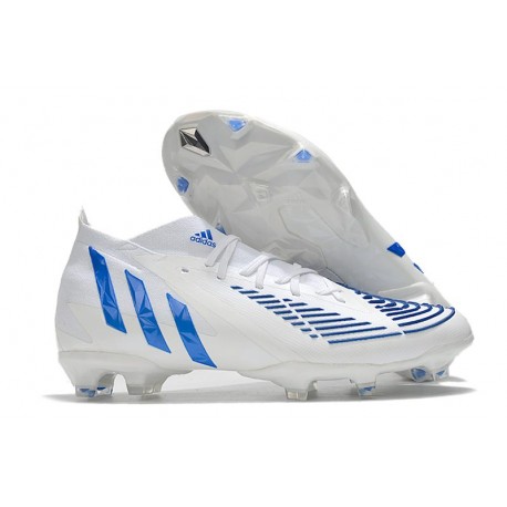 adidas Predator Edge.1 FG Crampons Blanc Bleu Hi Res Blanc