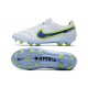 Crampon Nike Tiempo Legend 9 Elite FG Blanc Bleu