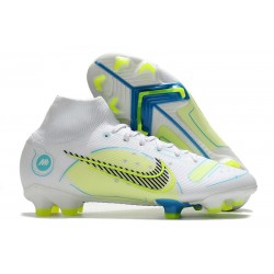 Nike 2022 Mercurial Superfly 8 Elite FG Blanc Bleu Jaune