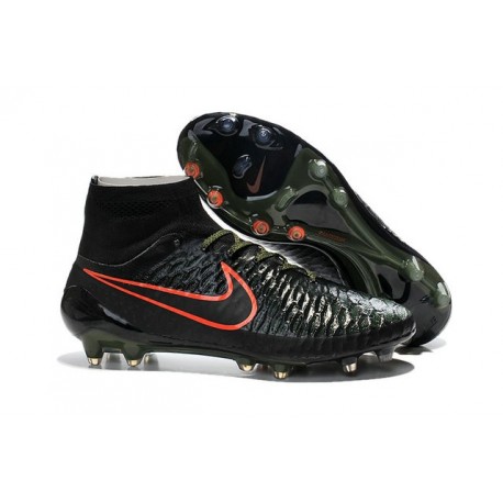 Nouvelle Crampons Nike Magista Obra FG Hommes Noir Vert Hyper Rouge