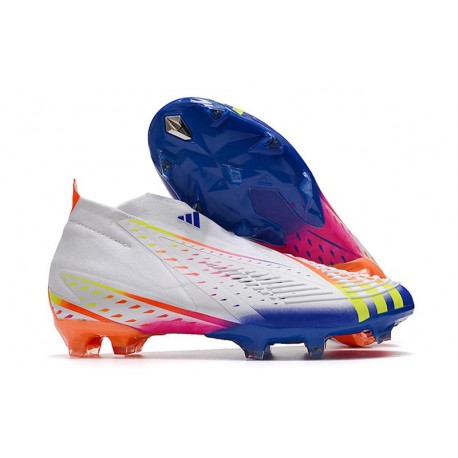 Chaussure adidas Predator Edge+ FG Blanc Jaune Solaire Bleu Power