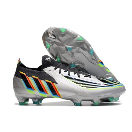 adidas Predator Edge.1 FG Low Argent Métallique Noir Jaune Solaire