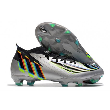 adidas Predator Edge.1 FG Crampon Argent Métallique Noir Jaune Solaire