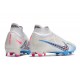 Nike Air Zoom Mercurial Superfly 9 Elite FG Blanc Bleu