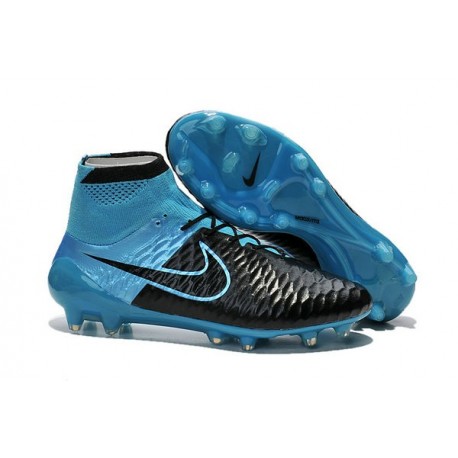 2015 Chaussure de Football Nike Magista Obra FG Cuir Bleu Noir