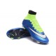 Nouveau Chaussures de Football Nike Mercurial Superfly 4 FG Blue Volt Blanc Noir