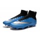 2015 Chaussures Nike Mercurial Superfly FG Blanc Bleu Noir