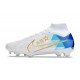 Nike Zoom Mercurial Superfly IX Elite FG Blanc Bleu Or