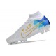 Nike Zoom Mercurial Superfly IX Elite FG Blanc Bleu Or