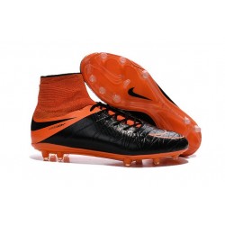 Nike HyperVenom Phantom II FG Football Crampons Cuir FG Noir Orange Total