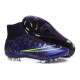 Nouveau Chaussures de Football Nike Mercurial Superfly 4 FG Cuir Vert Violet