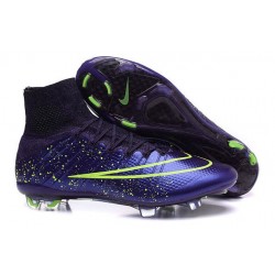 Nouveau Chaussures de Football Nike Mercurial Superfly 4 FG Cuir Vert Violet