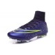 Nouveau Chaussures de Football Nike Mercurial Superfly 4 FG Cuir Vert Violet