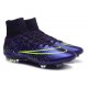 Nouveau Chaussures de Football Nike Mercurial Superfly 4 FG Cuir Vert Violet