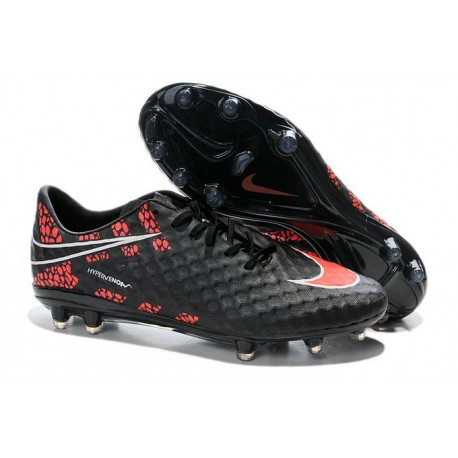 Chaussures Football Nike Hypervenom Phantom FG Noir Rouge Pack de Réflexion