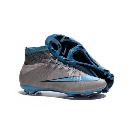 2015 Chaussures Nike Mercurial Superfly FG Bleu Gris Noir