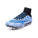 2015 Chaussures Nike Mercurial Superfly FG Léopard Blanc Bleu Noir