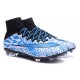 2015 Chaussures Nike Mercurial Superfly FG Léopard Blanc Bleu Noir