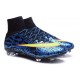 2015 Chaussures Nike Mercurial Superfly FG Léopard Bleu Noir Volt