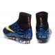 2015 Chaussures Nike Mercurial Superfly FG Léopard Bleu Noir Volt