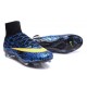 2015 Chaussures Nike Mercurial Superfly FG Léopard Bleu Noir Volt