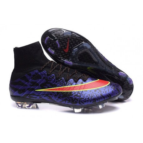 2015 Chaussures Nike Mercurial Superfly FG Léopard Violet Noir Rouge