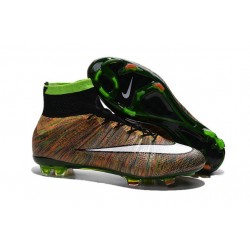 Nouveau Chaussures de Football Nike Mercurial Superfly 4 FG Vert Noir Blanc Multicolore