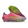 adidas Crampons F50 Elite Sans Lacets FG Rose Jaune Violet