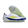 adidas Crampons F50 Elite Sans Lacets FG Blanc Jaune Solaire Bleu Lucide