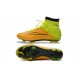 Nouveau Chaussures de Football Nike Mercurial Superfly 4 FG Cuir Jaune Volt Noir