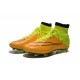 Nouveau Chaussures de Football Nike Mercurial Superfly 4 FG Cuir Jaune Volt Noir