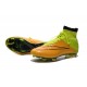 Nouveau Chaussures de Football Nike Mercurial Superfly 4 FG Cuir Jaune Volt Noir