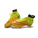 Nouveau Chaussures de Football Nike Mercurial Superfly 4 FG Cuir Jaune Volt Noir