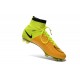 Nouveau Chaussures de Football Nike Mercurial Superfly 4 FG Cuir Jaune Volt Noir