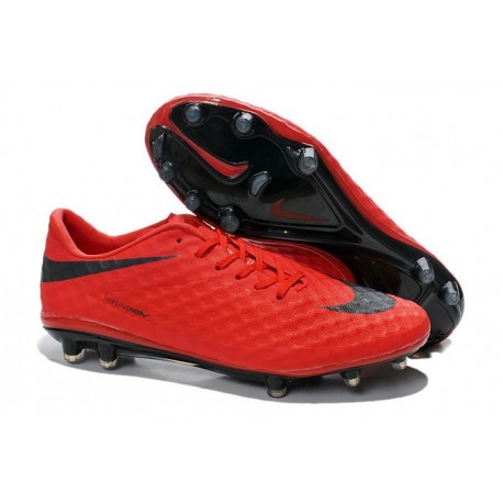 Chaussures de Football Nike Hypervenom Phantom FG Hommes Rouge Noir