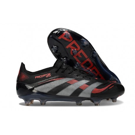 Crampon de Football adidas Predator Elite FG Noir Gris Quatre Rouge Lucide