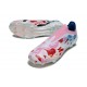 adidas Crampons F50 Elite Sans Lacets FG Blanc Bleu Rose