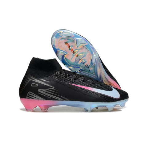 Crampons de Foot Nike Mercurial Superfly X Elite FG Noir Bleu Rose
