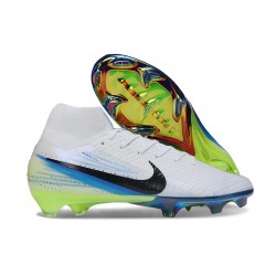Crampons de Foot Nike Mercurial Superfly X Elite FG Blanc Noir Bleu