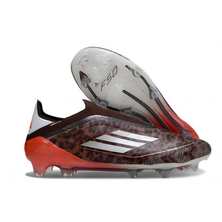 adidas F50 Elite Laceless FG Nouvelles Marron Argent Rouge