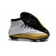 Nouveau Chaussures de Football Nike Mercurial Superfly 4 FG CR501 Blanc Or Noir