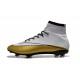Nouveau Chaussures de Football Nike Mercurial Superfly 4 FG CR501 Blanc Or Noir