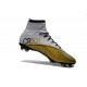 Nouveau Chaussures de Football Nike Mercurial Superfly 4 FG CR501 Blanc Or Noir