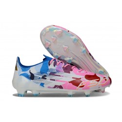 adidas Crampons F50 Elite FG Blanc Rose Bleu