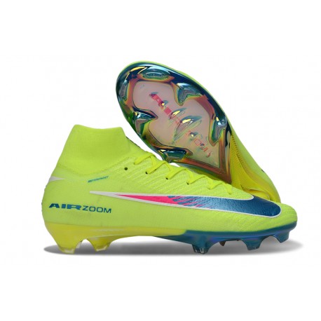 Crampons de Foot Nike Mercurial Superfly X Elite FG Limalight Voltio Bleu