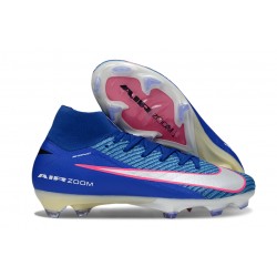 Crampons de Foot Nike Mercurial Superfly X Elite FG Bleu Blanc