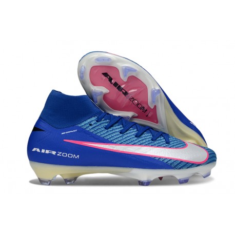 Crampons de Foot Nike Mercurial Superfly X Elite FG Bleu Blanc